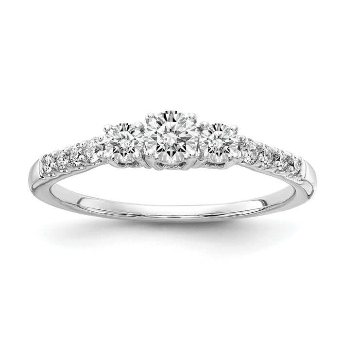 14kw TRUE ORIGIN Lab Grown Diamond VS+ F+ 1/2 ctw 3 Stone Plus Band-RM4228-050-WLD