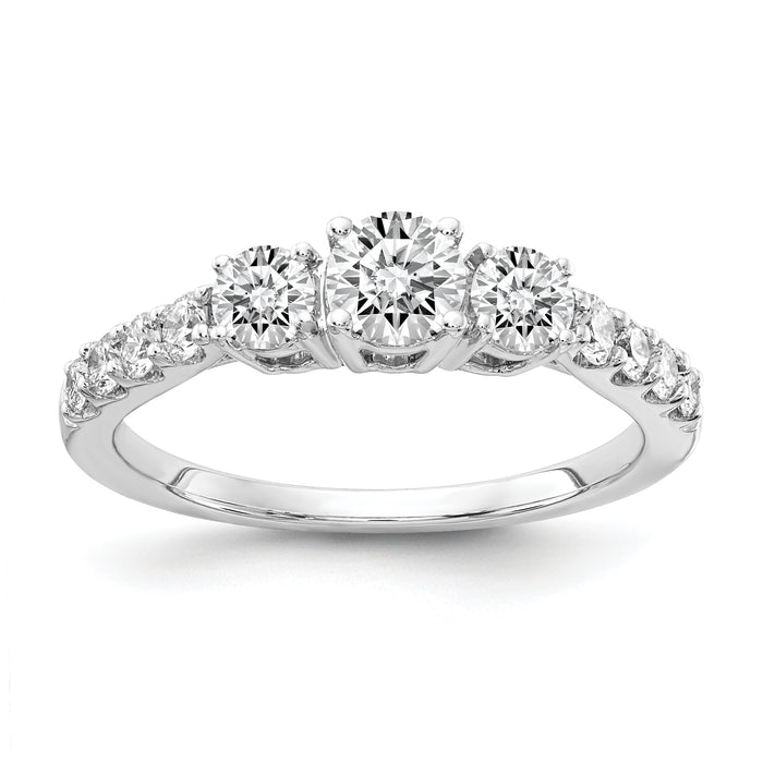 14k 1 1/2ct Lab Grown Diamond VS/SI+ G+ Round Complete 3 Stone Eng Ring-RM4228-150-7CYLG