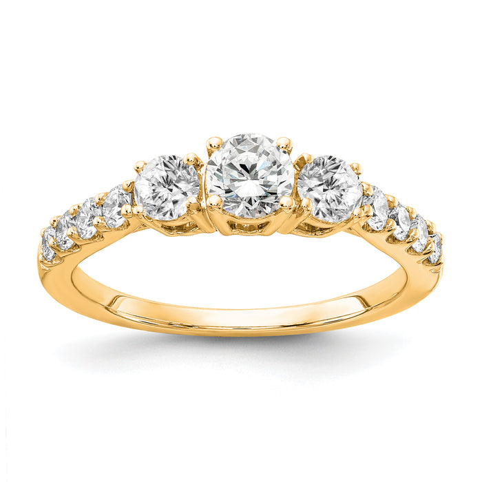 14ky Lab Grown Diamond VS/SI+ G+ 3-Stone Complete Engagement Ring-RM4228E-100-7CYLG