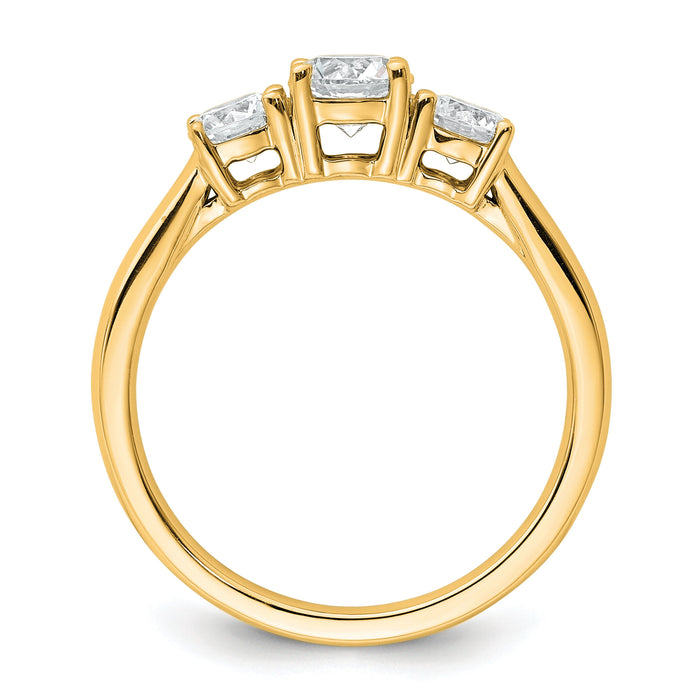 14k 1 ct Lab Grown Diamond VS+ F+ 3 Stone Complete Engagement Ring-RM4229