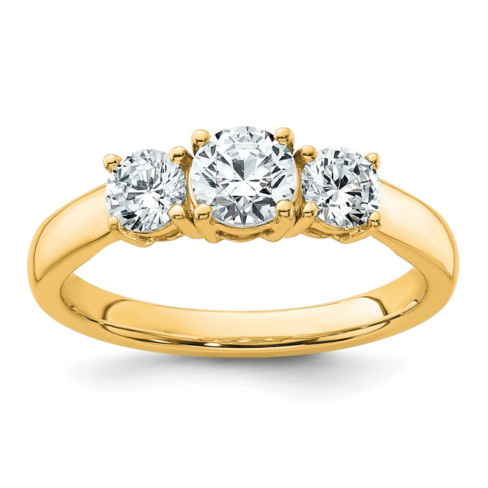 14k 1 ct Lab Grown Diamond VS+ F+ 3 Stone Complete Engagement Ring-RM4229-100-LD