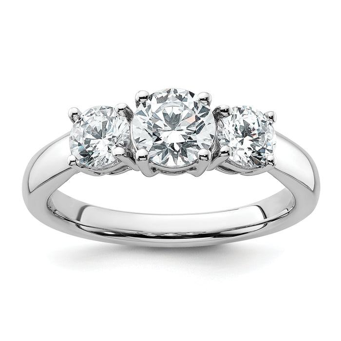 14k White Gold 1 1/2 ct Lab Grown Dia VS+ F+ 3 Stone Comp Engagement Ring-RM4229-150-WLD