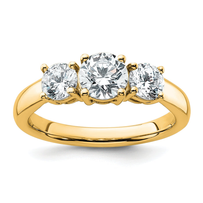 14k 1 1/2 ct Lab Grown Diamond VS+ F+ 3 Stone Complete Engagement Ring-RM4229-150-LD