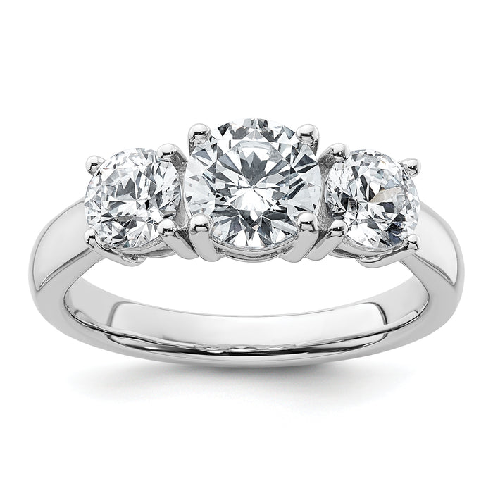 14k White Gold 2ct Lab Grown Dia VS+ F+ 3 Stone Complete Engagement Ring-RM4229-200-WLD