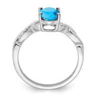 14k White Gold Oval Blue Topaz and Diamond Ring-RM4235
