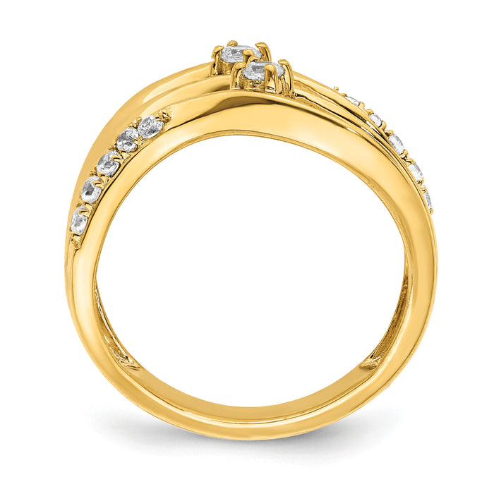 14k 3-row Wavy Diamond Ring-RM4243