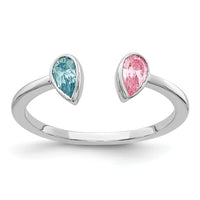 14k White Gold Pear Blue Topaz and Pink Tourmaline Ring-RM4295