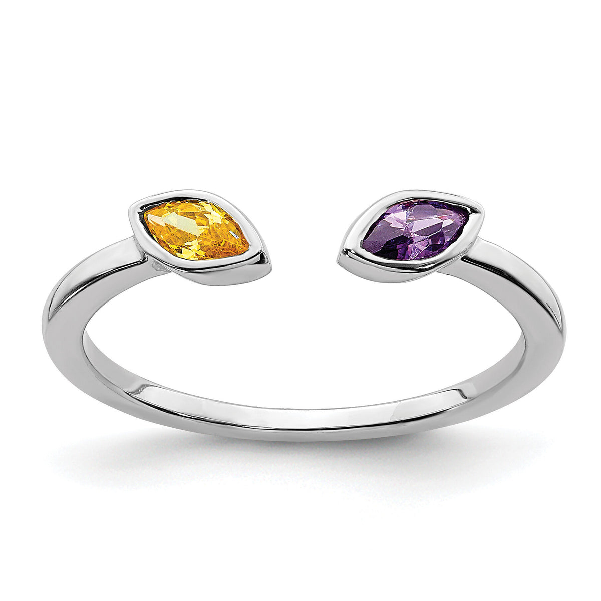 14k White Gold Marquise Amethyst and Citrine Ring-RM4296