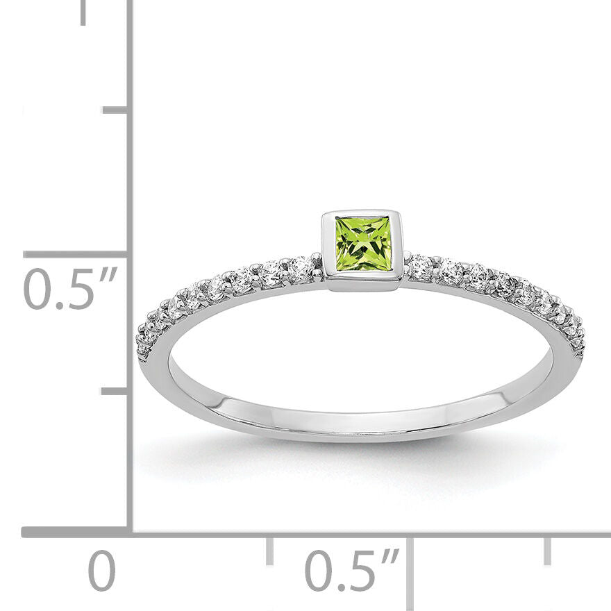 14k White Gold Diamond and Princess Peridot Ring-RM4323