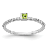 14k White Gold Diamond and Princess Peridot Ring-RM4323