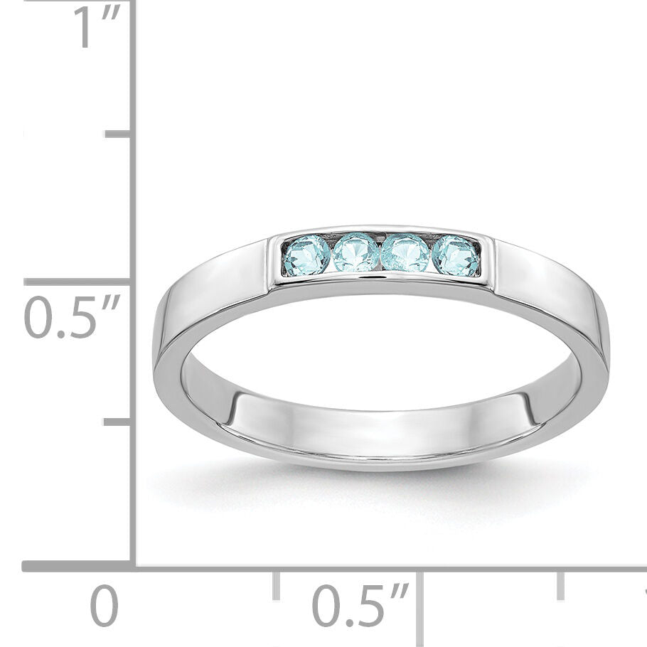 14k White Gold 4-stone Blue Topaz Band-RM4325
