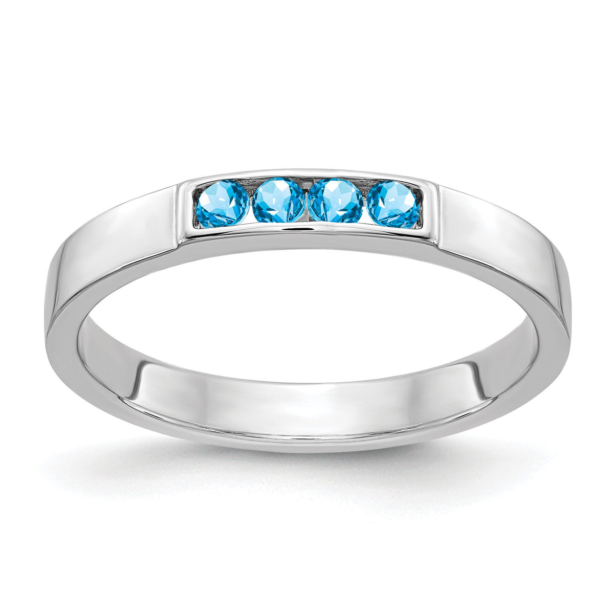 14k White Gold 4-stone Blue Topaz Band-RM4325