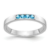14k White Gold 4-stone Blue Topaz Band-RM4325