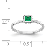14k White Gold Diamond and Princess Emerald Ring-RM4326