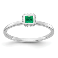 14k White Gold Diamond and Princess Emerald Ring-RM4326