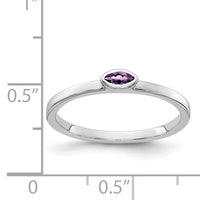 14k White Gold Bezel-set Marquise Amethyst Ring-RM4327