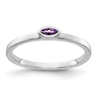 14k White Gold Bezel-set Marquise Amethyst Ring-RM4327