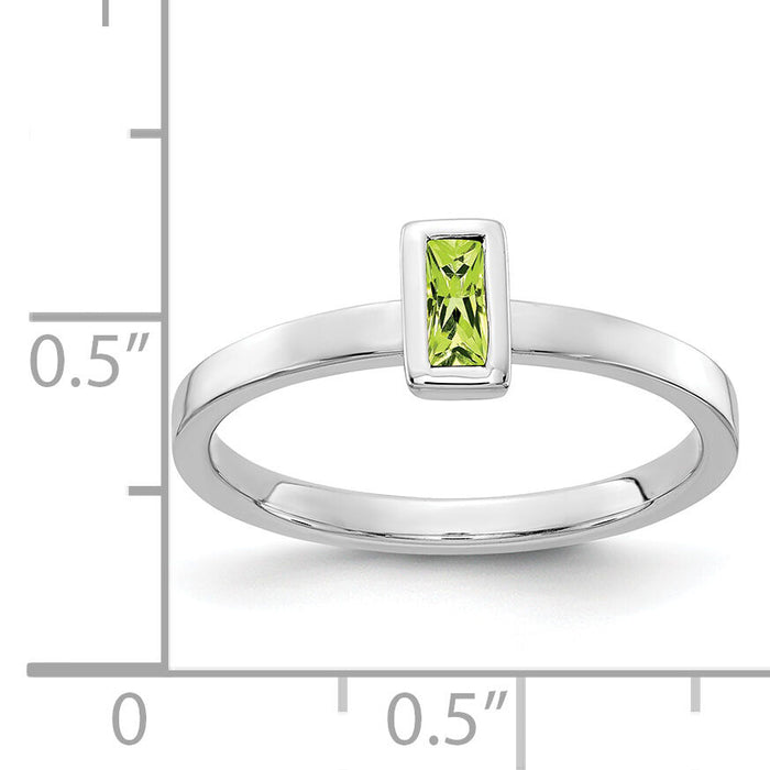 14k White Gold Bezel-set Peridot Ring-RM4329
