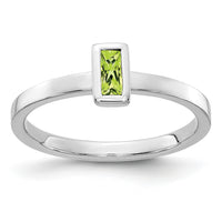 14k White Gold Bezel-set Peridot Ring-RM4329