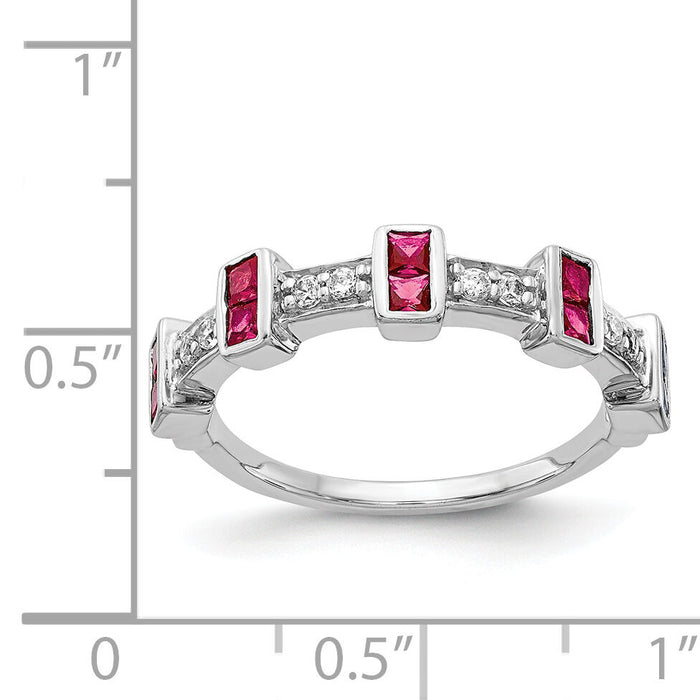14k White Gold Fancy Diamond and Ruby Ring-RM4331