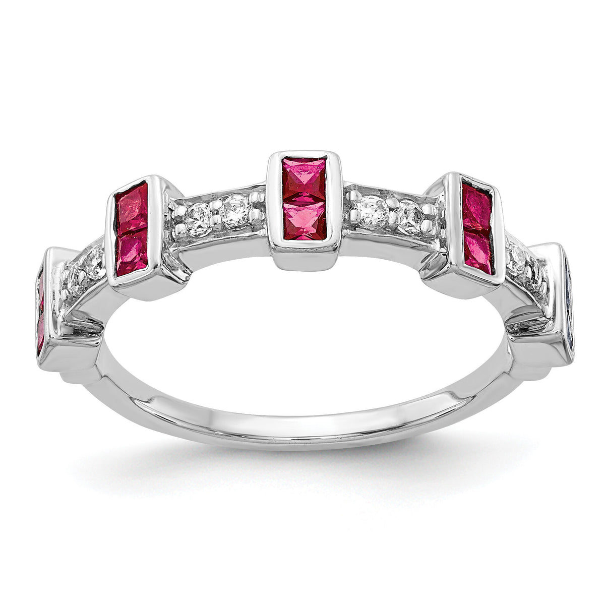 14k White Gold Fancy Diamond and Ruby Ring-RM4331