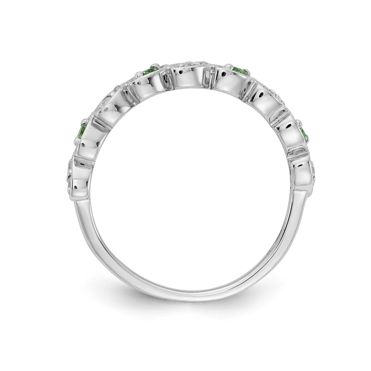 14k White Gold Fancy Diamond and Emerald Ring-RM4334