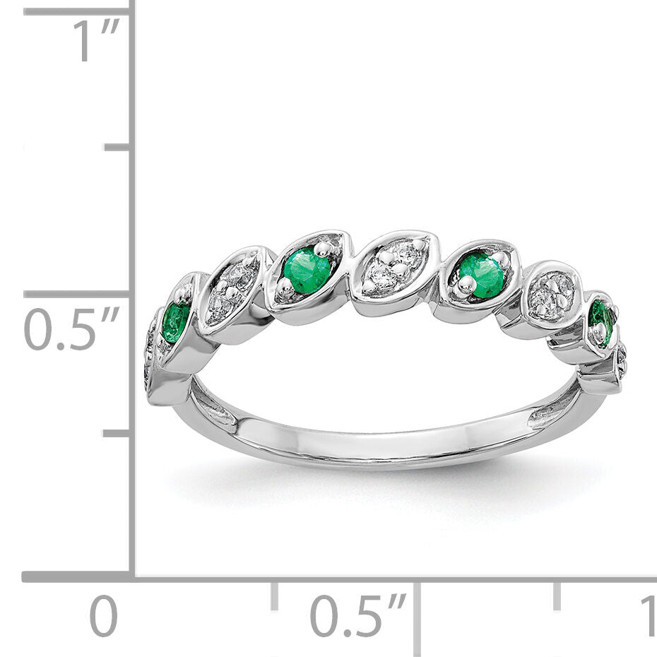 14k White Gold Fancy Diamond and Emerald Ring-RM4334