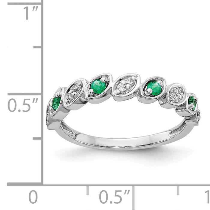 14k White Gold Fancy Diamond and Emerald Ring-RM4334