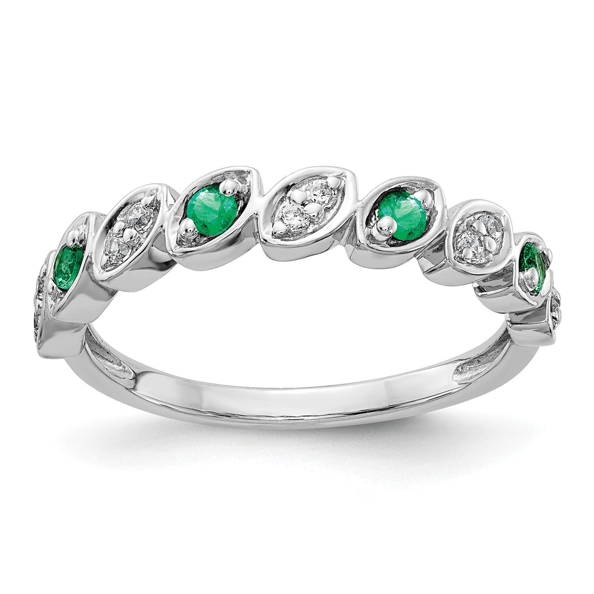 14k White Gold Fancy Diamond and Emerald Ring-RM4334