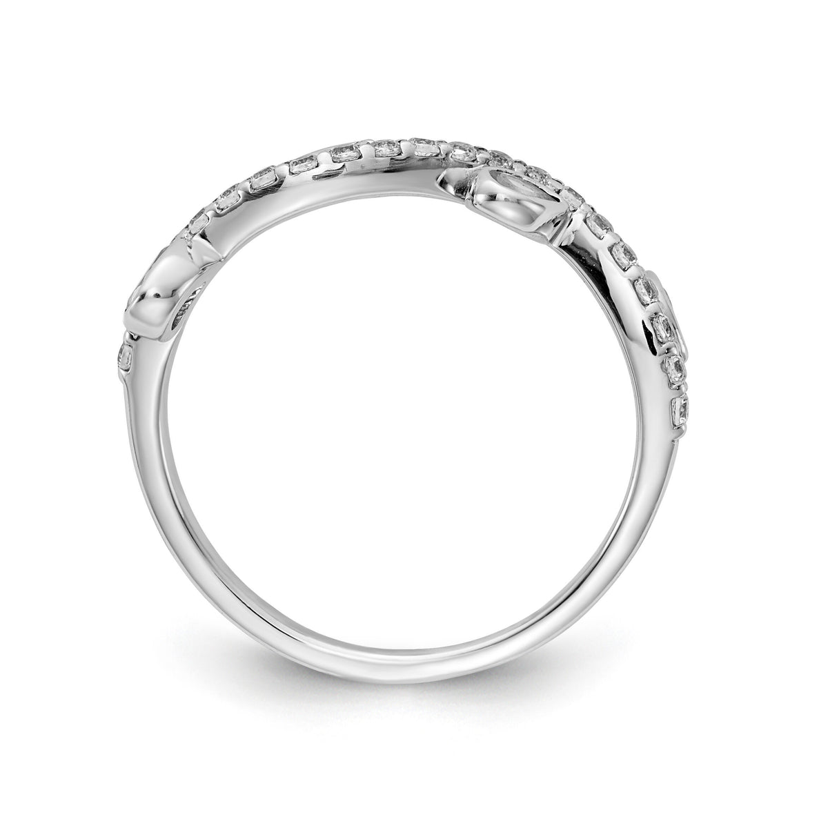 14k White Gold Diamond and Pear Peridot Curved Ring-RM4336