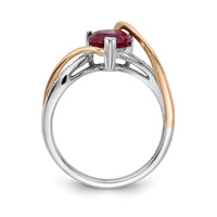 14k Two-tone Diamond and Ruby Heart Twist Ring-RM4337
