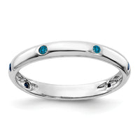 14k White Gold 6-stone Blue Diamond Band-RM5621