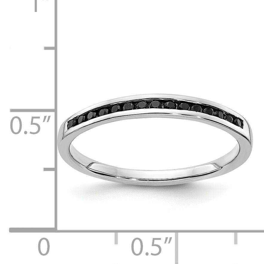 14k White Gold Black Diamond Channel Band-RM5623