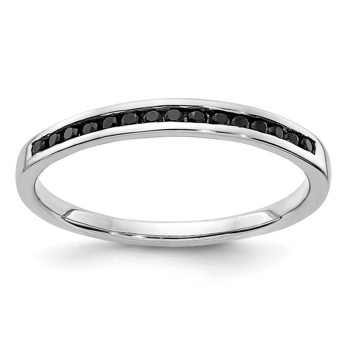 14k White Gold Black Diamond Channel Band-RM5623