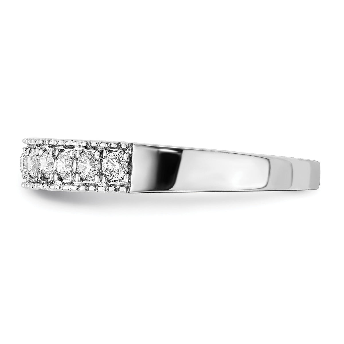 14k White Gold Diamond Beaded Edge Band-RM5628