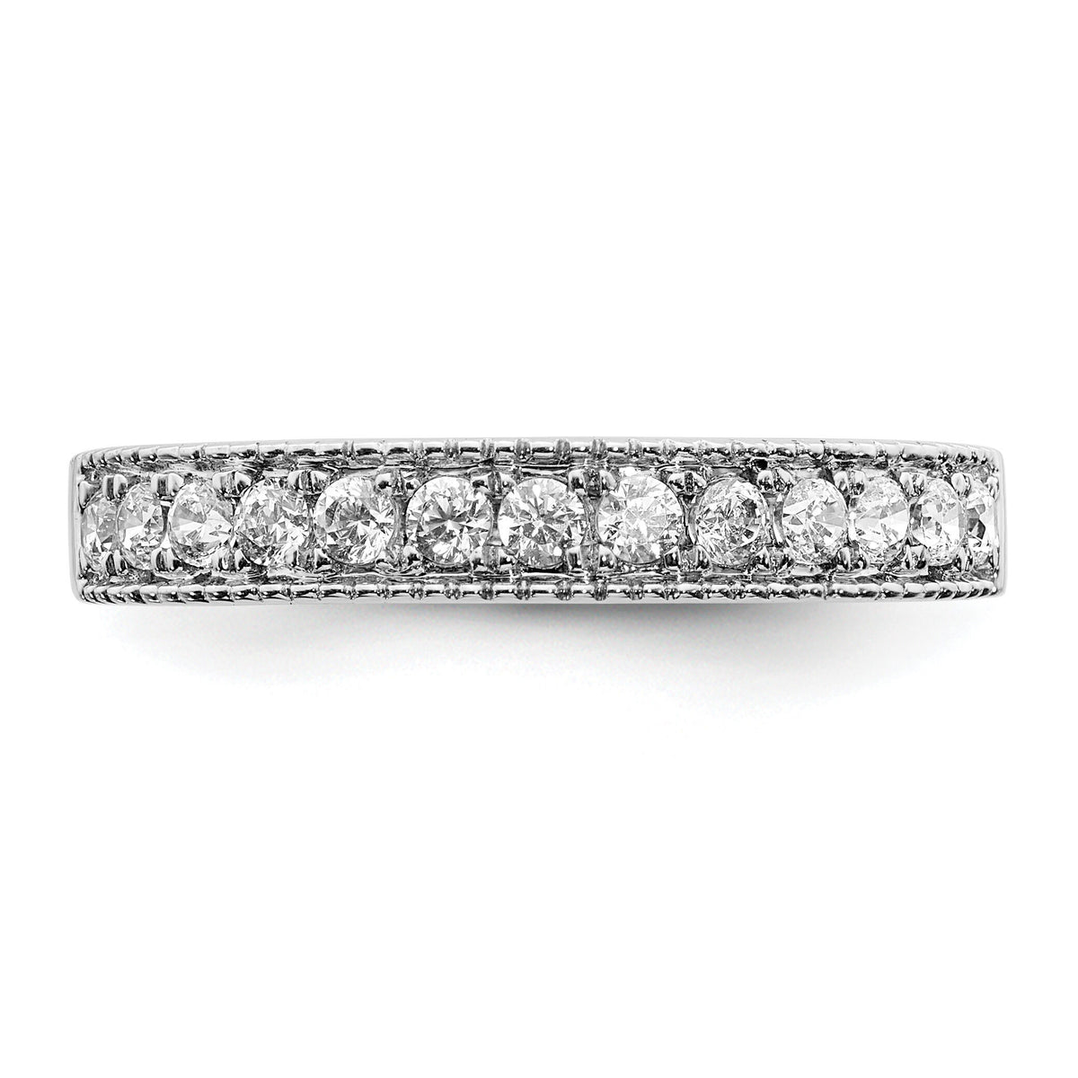 14k White Gold Diamond Beaded Edge Band-RM5628