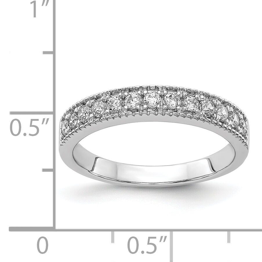 14k White Gold Diamond Beaded Edge Band-RM5628
