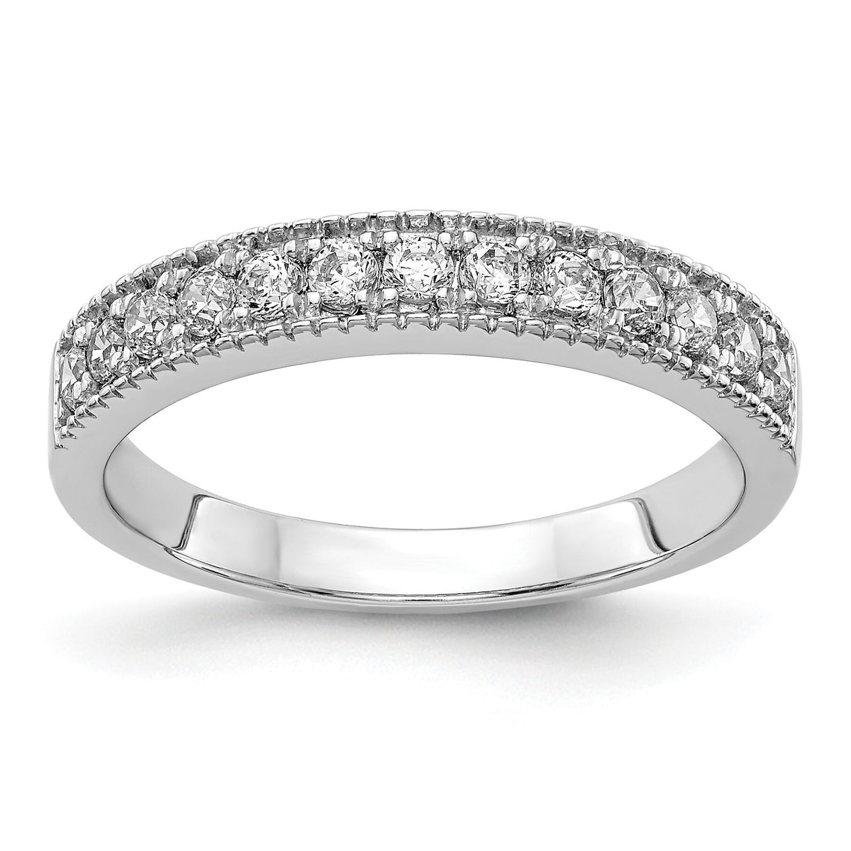 14k White Gold Diamond Beaded Edge Band-RM5628