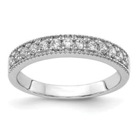14k White Gold Diamond Beaded Edge Band-RM5628