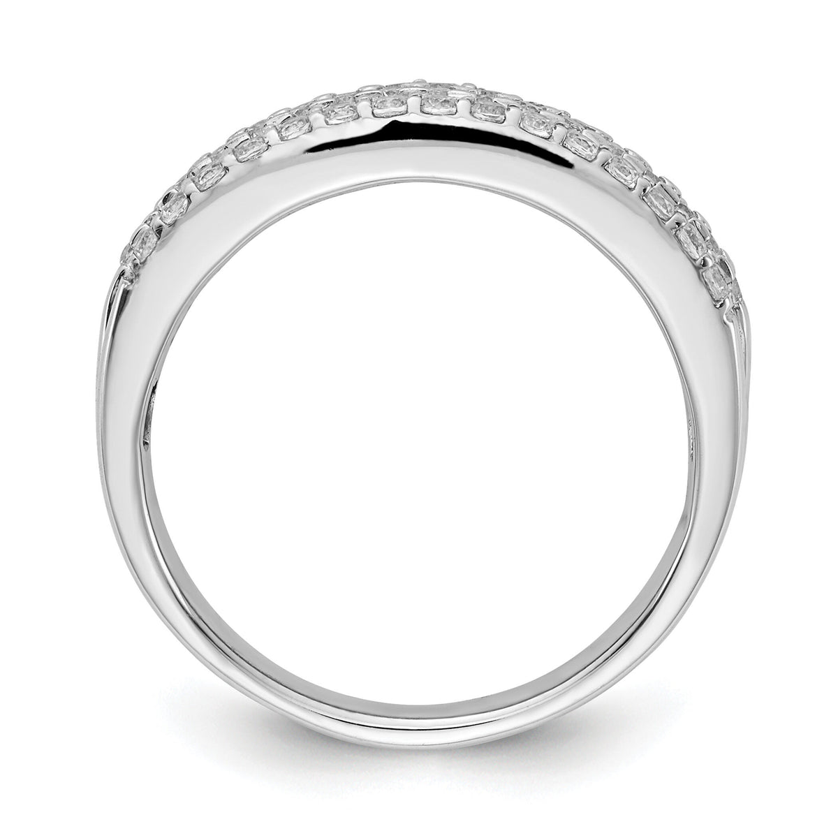 14k White Gold 3-row Diamond Band-RM5632