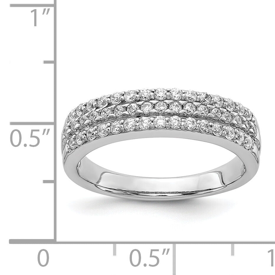 14k White Gold 3-row Diamond Band-RM5632