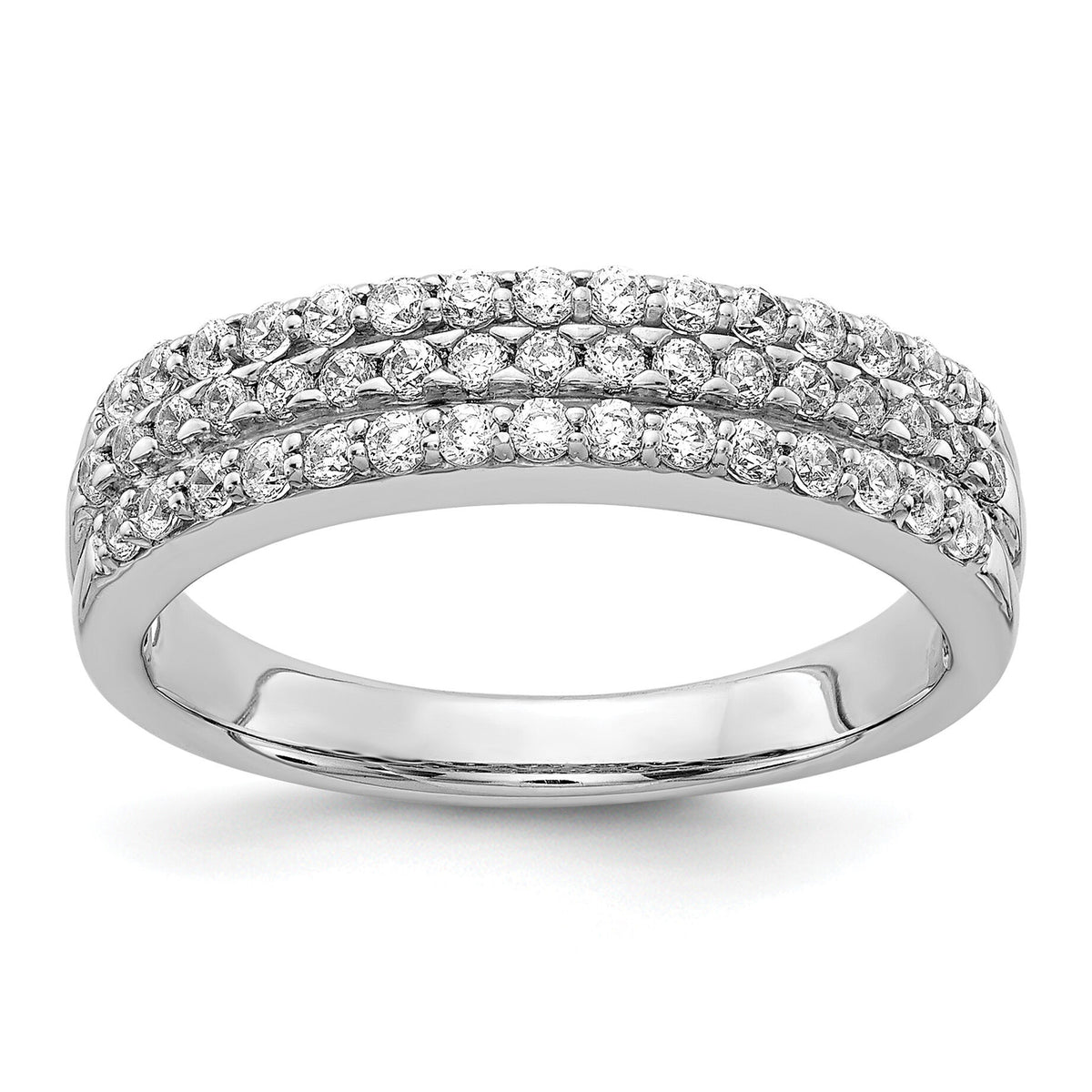 14k White Gold 3-row Diamond Band-RM5632