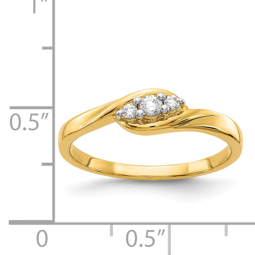 14k Yellow Gold 3-stone Diamond Ring-RM5636