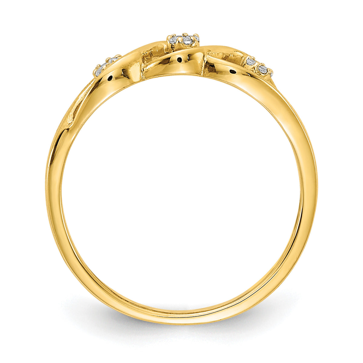 14k Gold Polished Diamond Wave Ring-RM5646