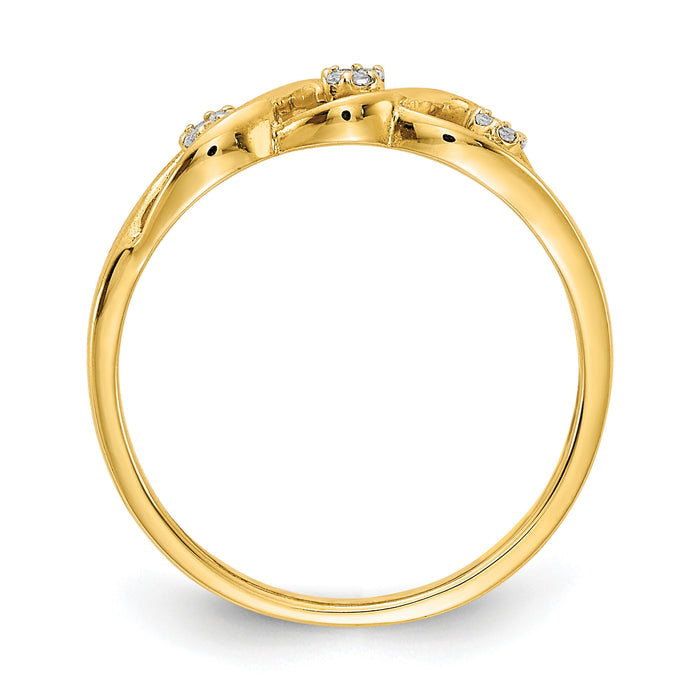 14k Gold Polished Diamond Wave Ring-RM5646