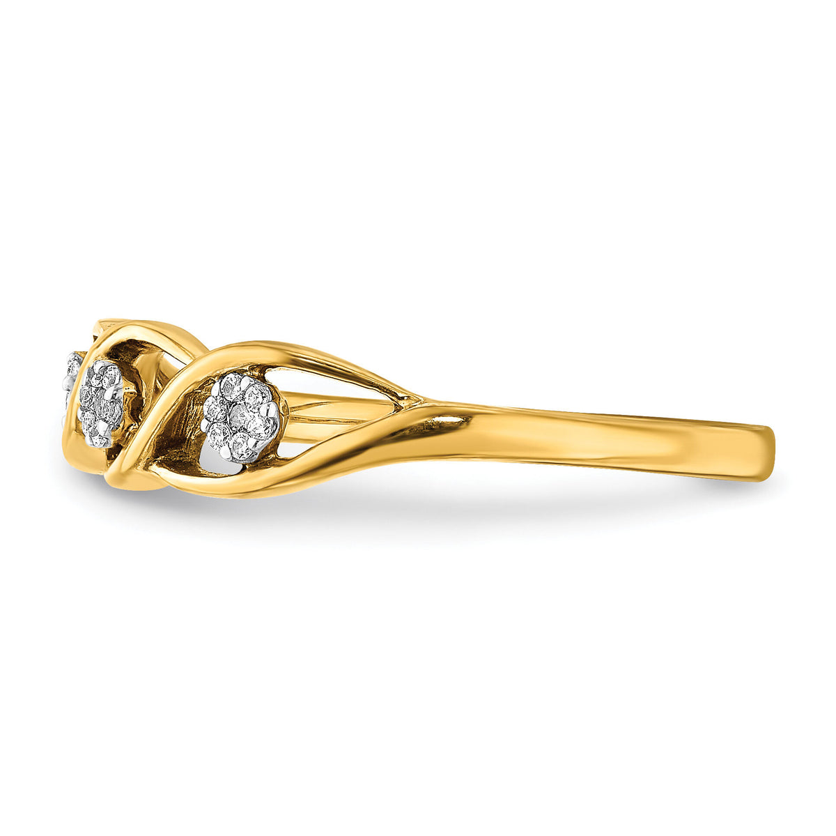 14k Gold Polished Diamond Wave Ring-RM5646