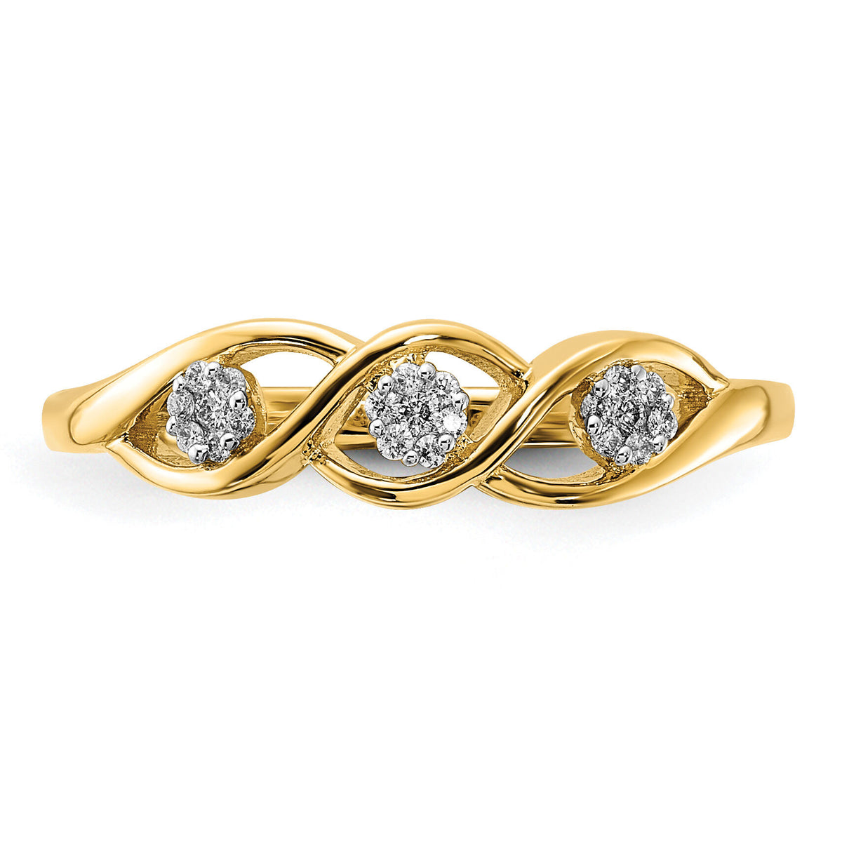14k Gold Polished Diamond Wave Ring-RM5646
