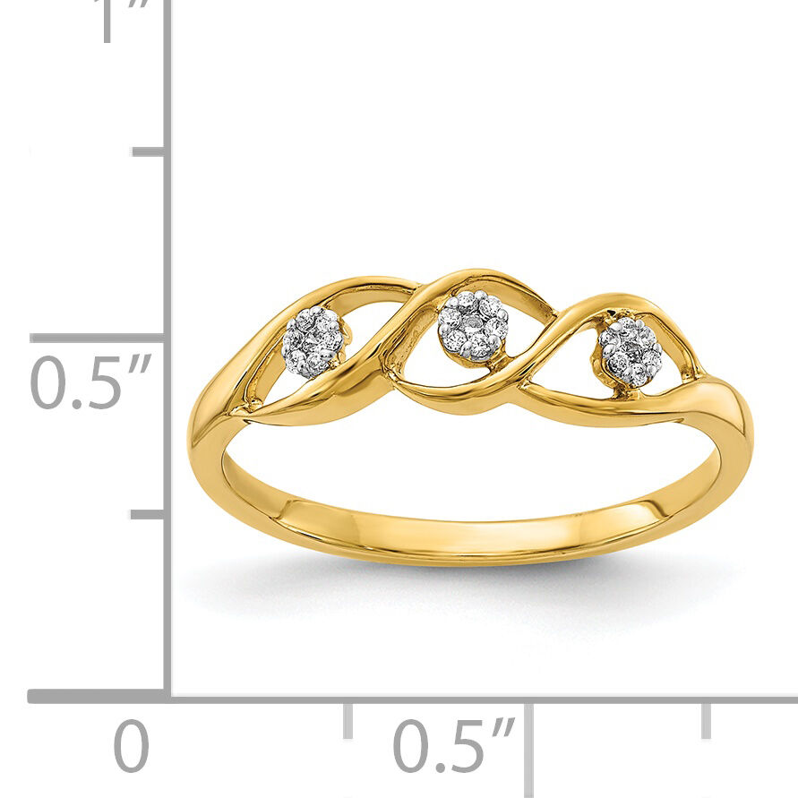 14k Gold Polished Diamond Wave Ring-RM5646