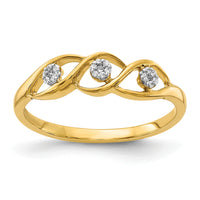 14k Gold Polished Diamond Wave Ring-RM5646