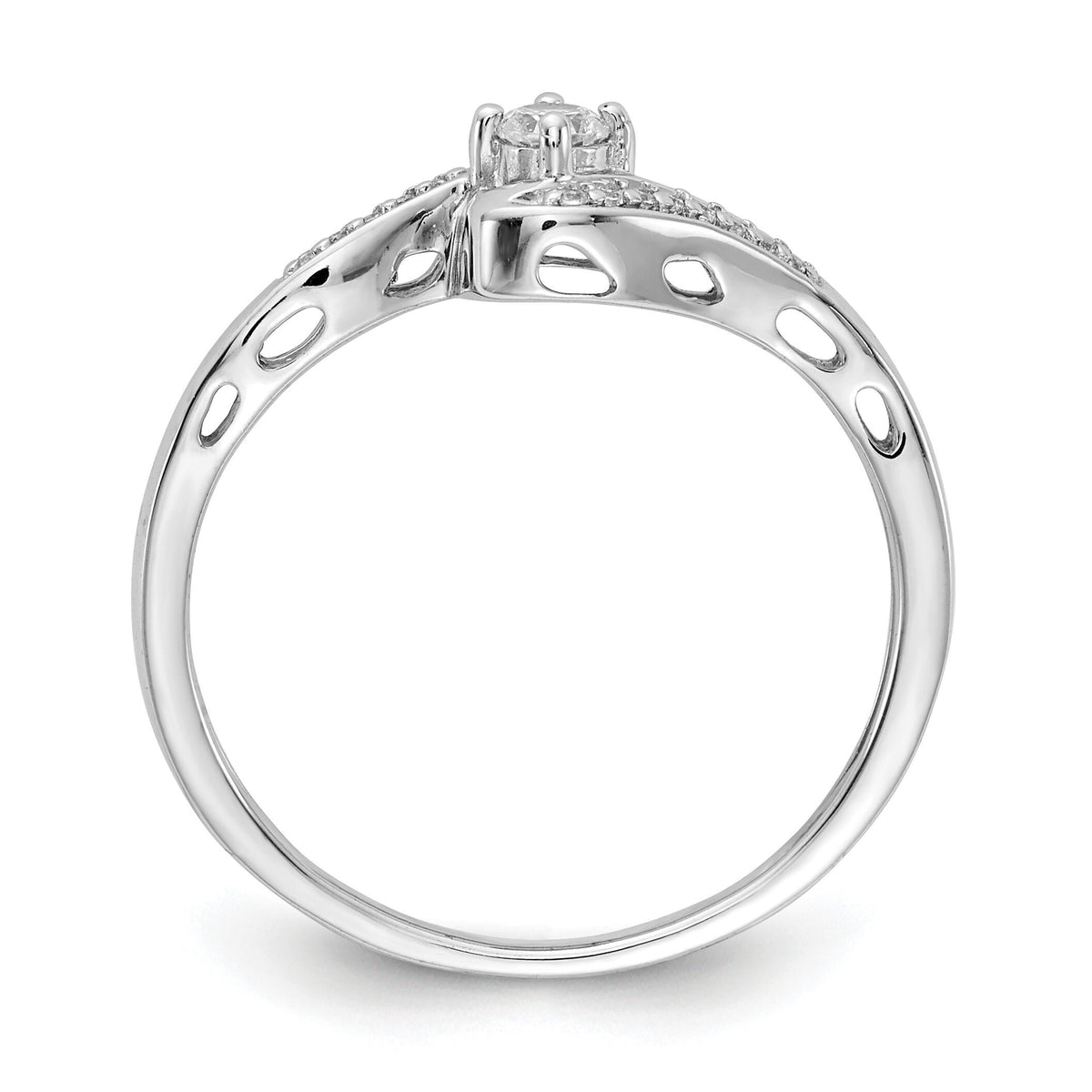 14k White Gold Diamond Bypass Ring-RM5648